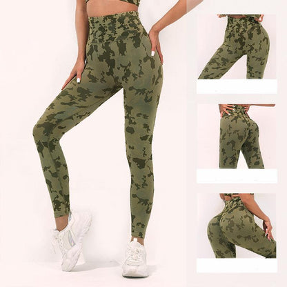 Cheky - Fashion Camouflage Print Yoga Pants High Waist Seamless Leggings Stretch Butt Lift Running Sports Fitness Pant For Womens Clothing