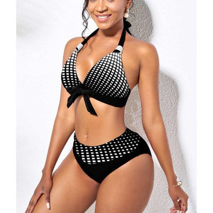 Cheky - New European and American Bikini Digital Printed Chest Knot High Waist Split Large Swimwear