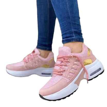 Cheky - Lace Up Sneakers Women Wedge Heel Running Sports Shoes