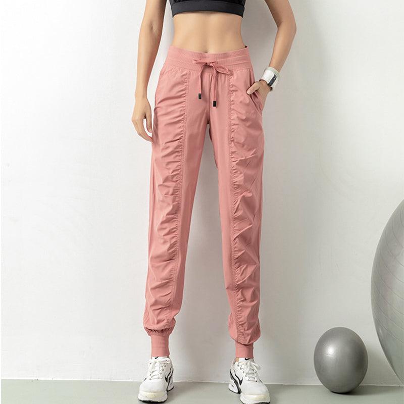 Cheky - Fashion Casual Sports Pants For Women Loose Legs Drawstring High Waist Trousers With Pockets Running Sports Gym Fitness Yoga Pants