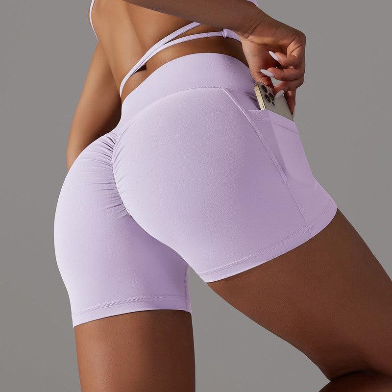 Cheky - Yoga Shorts With Phone Pocket Design Fitness Sports Pants For Women Clothing