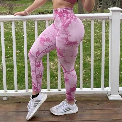 Cheky - Tie Dye Leggings Women Fitness Yoga Pants Seamless Push Up Workout Tights Gym Sports Legging