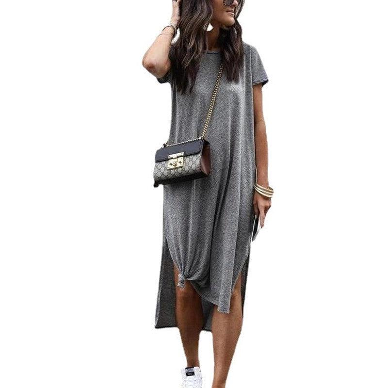 Cheky - Solid Color Homewear Long Dress