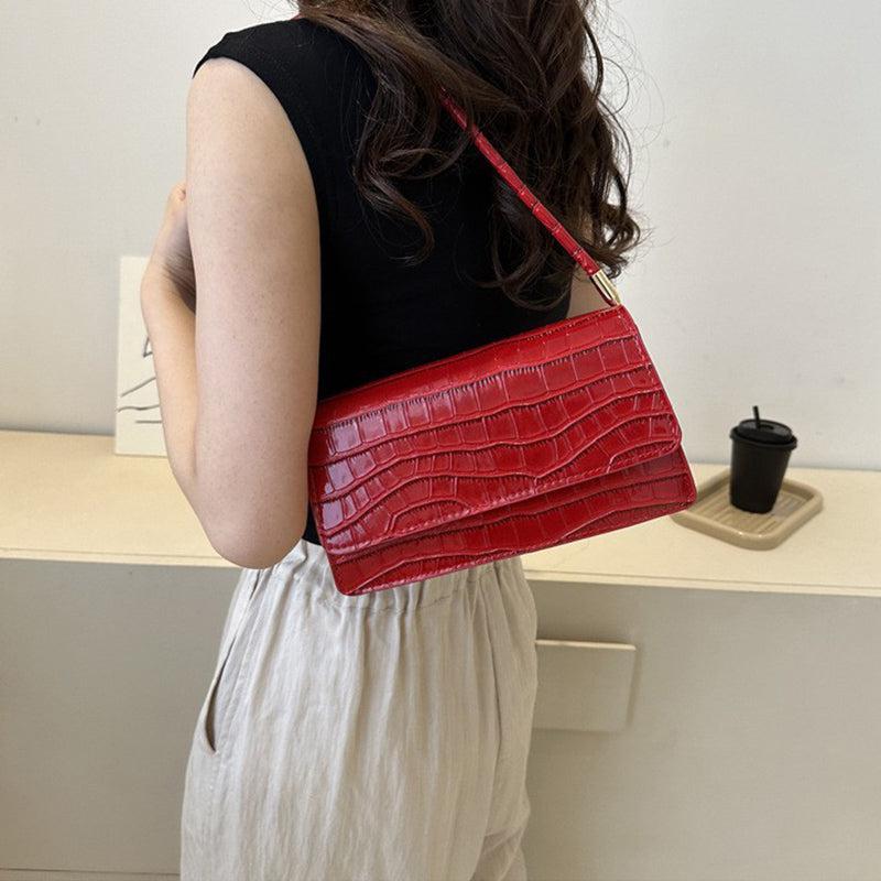 Cheky - Women Shoulder Bgas Stone Pattern Solid Color Elegant Bag