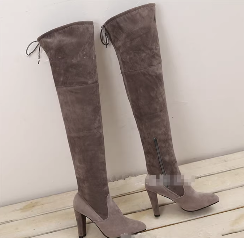 Cheky - Over-the-knee Boots High Heel Pointed-toe Frosted