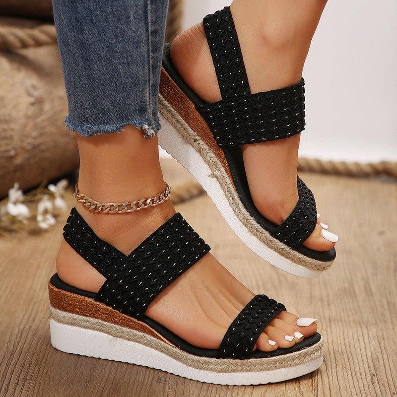 Cheky - Summer Fashion Wedge Sandals For Women Peep-toe Shoes For Women