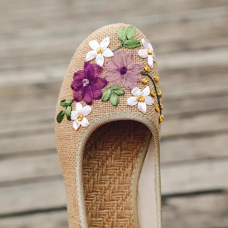 Cheky - Vintage Flats Flower Slip On Cotton