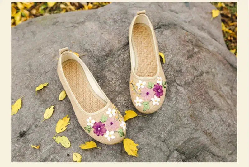 Cheky - Vintage Flats Flower Slip On Cotton