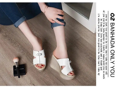 Cheky - Summer Genuine Leather Platform Wedges