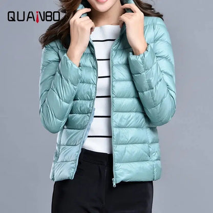 Cheky - Women Spring Jacket Fashion Short Ultra Lightweight Packable Puffer Coats 15 Colors Female Down Warm Korean Slim Fit Parkas 5XL