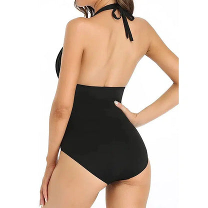 Cheky - Push Up Women Swimsuits Solid One Piece Swimwear Halter Backless Female Bikini Set Bathers Bathing Swimming Suit Mujer Beachwear