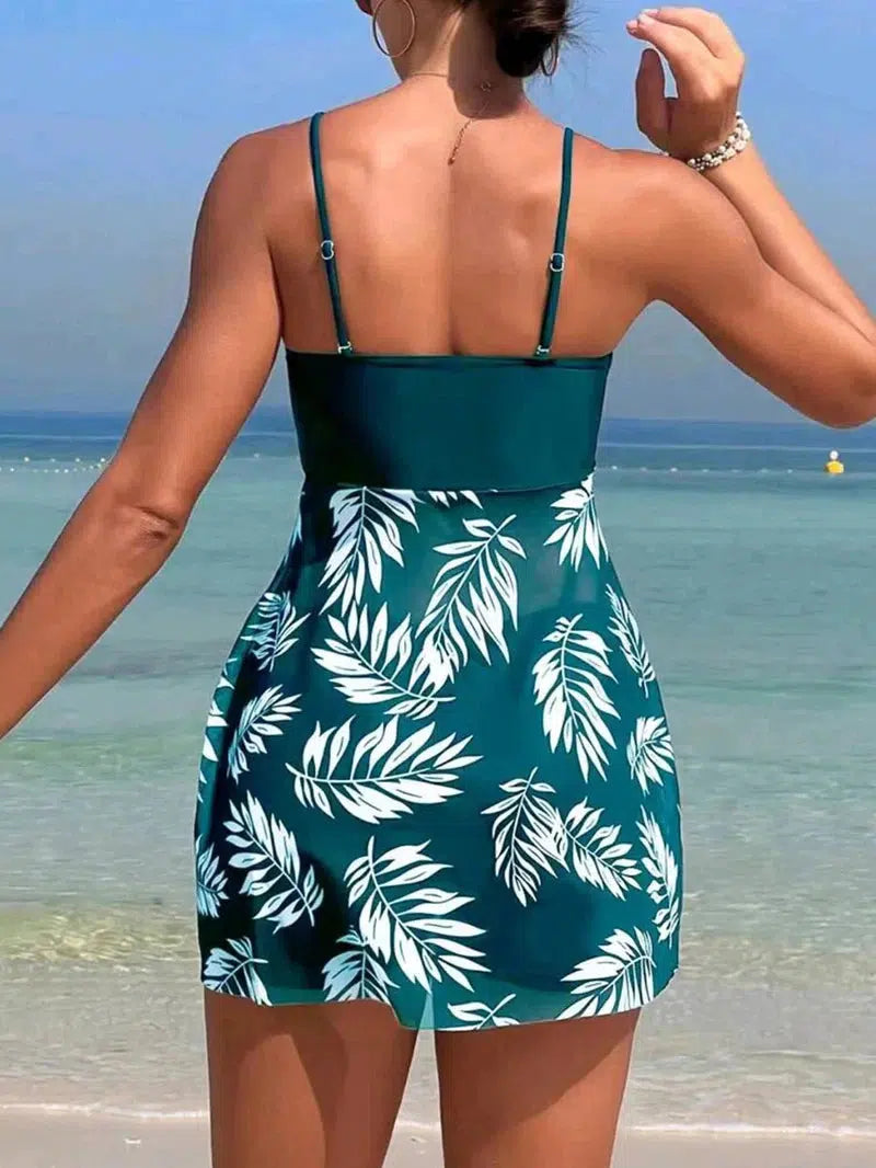 Cheky - Short Dress Tankini With Shorts Swimsuit Women Swimwear Female Padded Printed Bathing Swim Suit Swimming Beachwear Summer