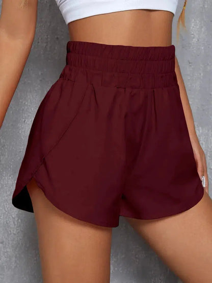 Cheky - Women Summer Fashion Sports Loose Shorts Elastic Waist Casual Solid Color Female Comfortable Shorts