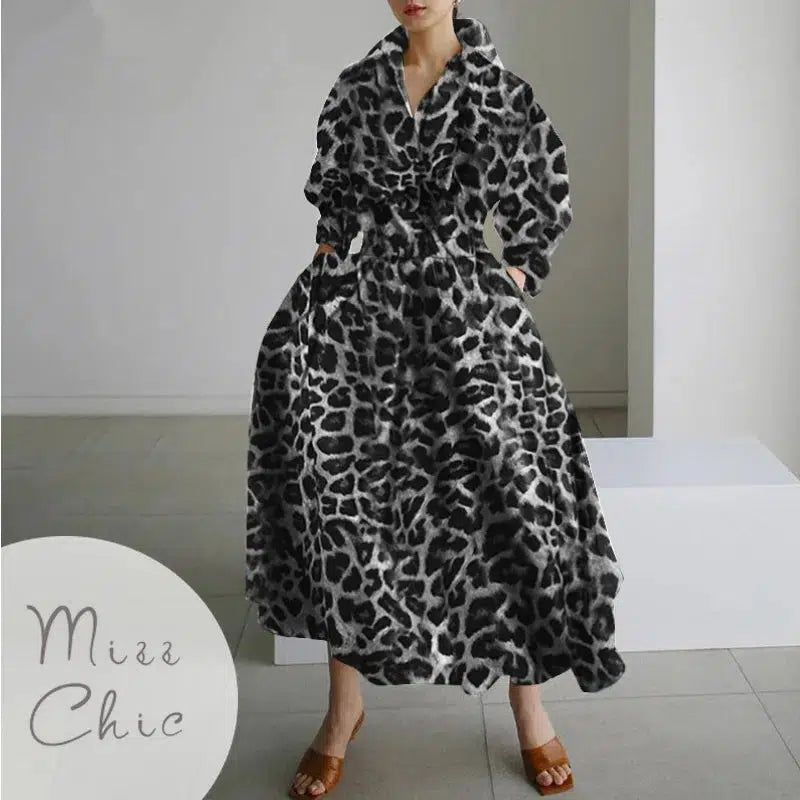 Cheky - S-5XL Korean Fashion Long Sleeve Shirt Dress Chic Turndown Neck Ruched Maxi Dress Women Autumn Winter Clothes Streetwear