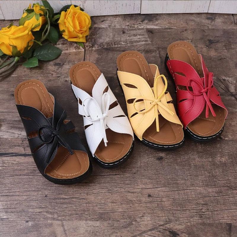 Cheky - New Roman Shoes For Women Lace-up Platform Wedges Sandals Summer Fashion Slides Casual Vacation Beach Slippers