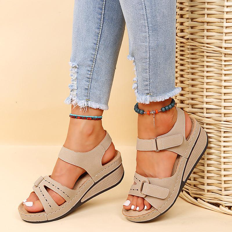 Cheky - Wedge Sandals Summer Velcro Platform Shoes Women