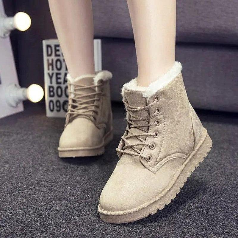 Cheky - Elegant Suede Lace-Up Winter Ankle Boots