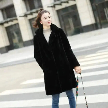 Cheky - Faux fur mink women mid-length women's coat