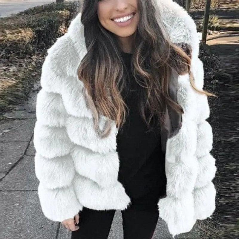 Cheky - Fur fox fur hooded women's coat