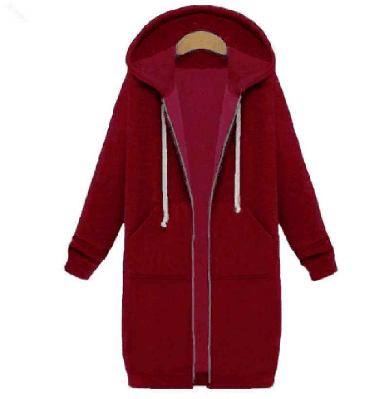 Cheky - Hooded long-sleeved winter sweater women's jacket in a long