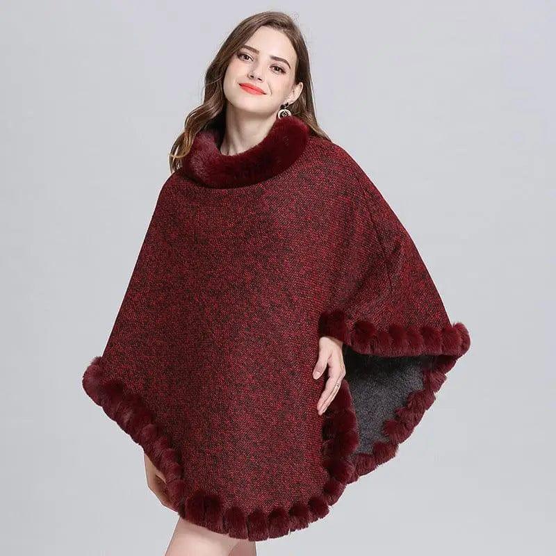 Cheky - Knit sweater cloak shawl coat women