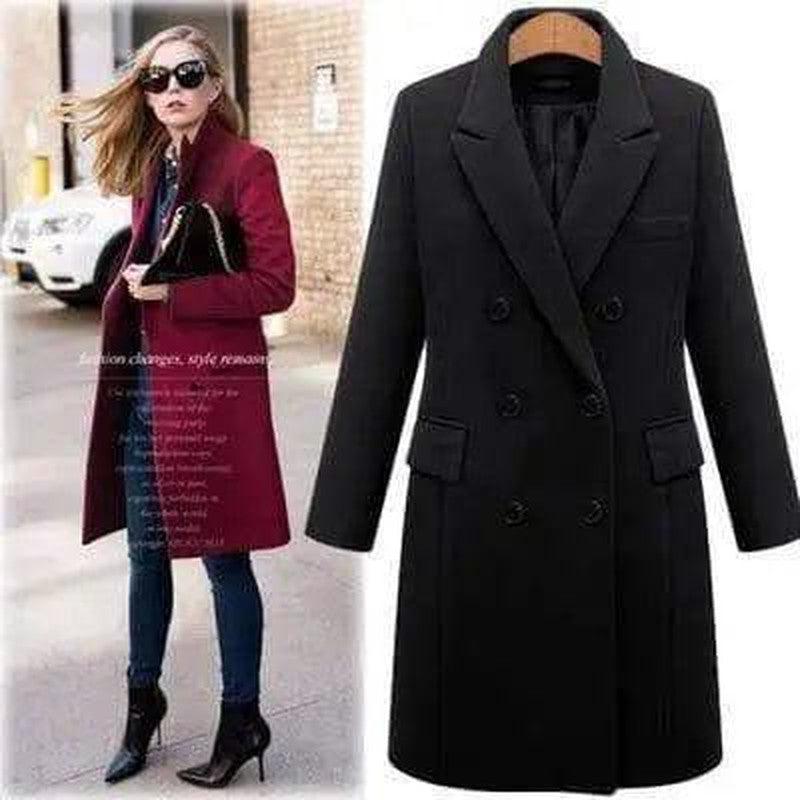 Cheky - Long woolen coat wool coat in windbreaker