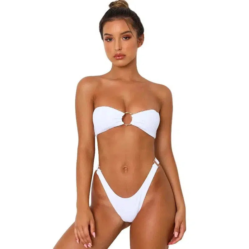 Cheky - Sleek Twist Bandeau Bikini Set