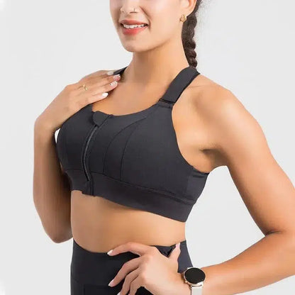 Cheky - Wireless padded sports bra with high quality front zipper