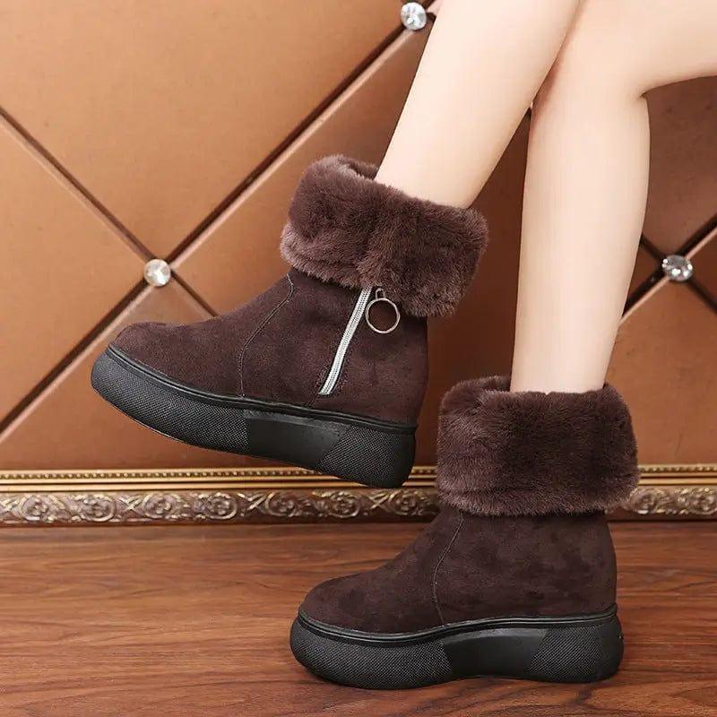 Cheky - Round Head Suede Warm Women Boots With Cotton