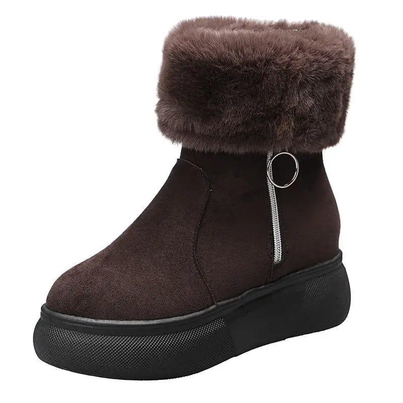 Cheky - Round Head Suede Warm Women Boots With Cotton