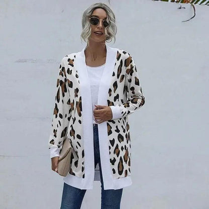 Cheky - Tie-dye Christmas Leopard Print Knitted Cardigan Jacket