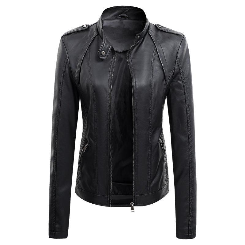 Cheky - Women's Leather Coat New Slim Lapel Fashion